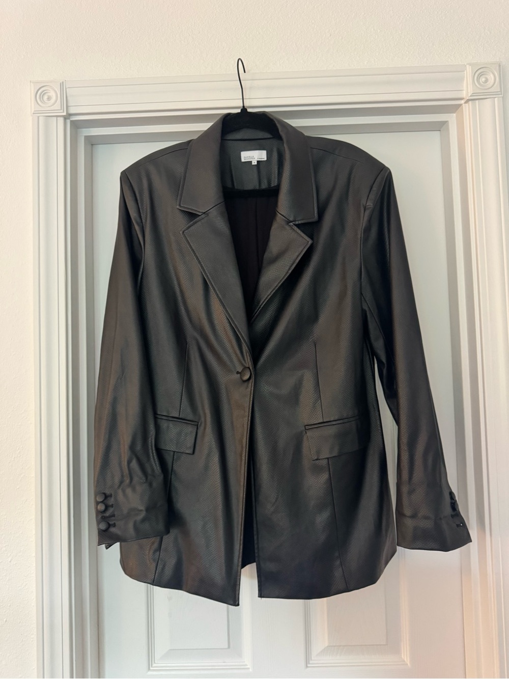 Faux Leather Black Blazer Jacket - Danielle Bernstein